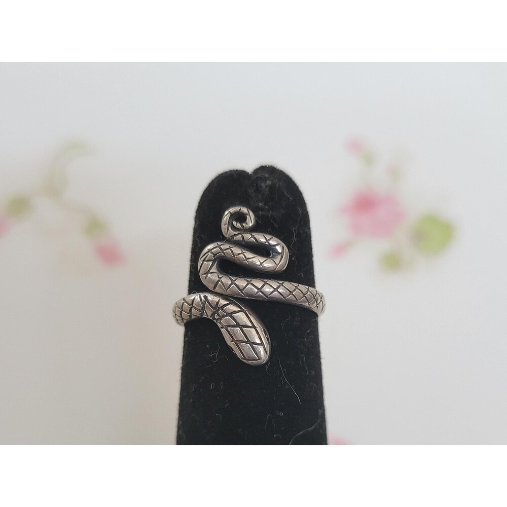 Sterling Silver Snake Ring - Size Adjustable 4 to 6